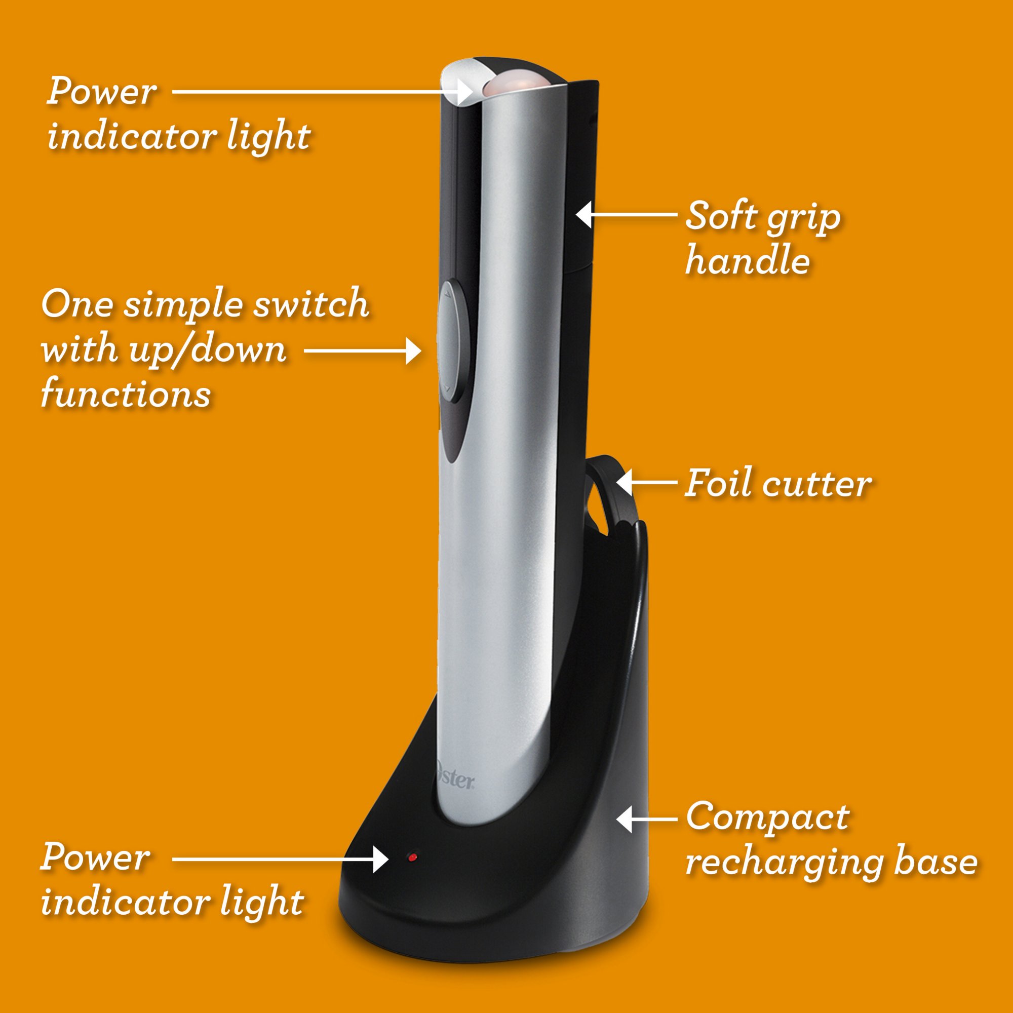 Oster Silver Electric Wine Opener Oster